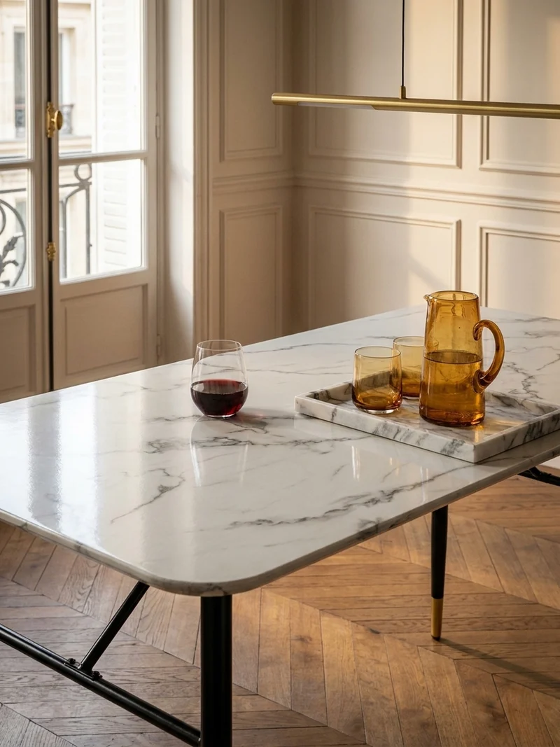 Esstisch Marmoroptik Metall Rechteckig Modern Klein
