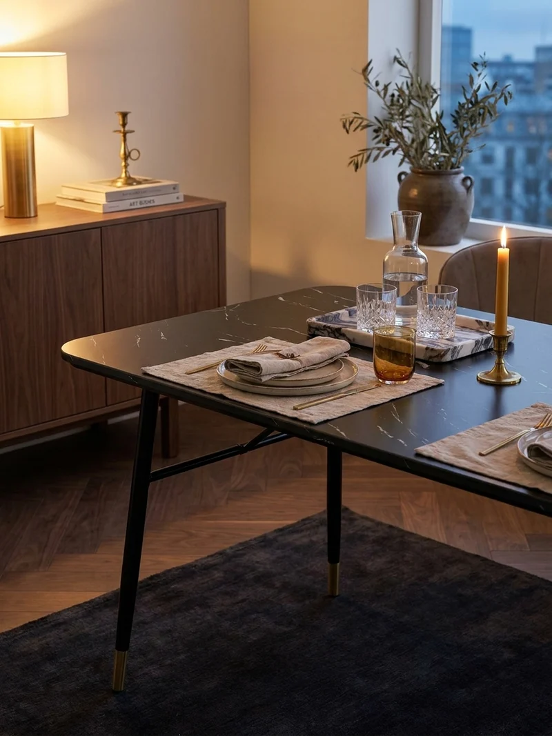 Esstisch Marmoroptik Metall Rechteckig Modern Klein