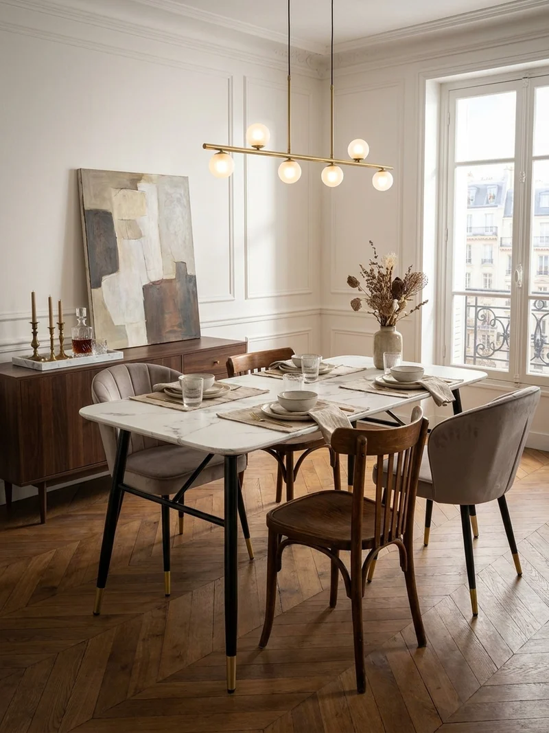 Esstisch Marmoroptik Metall Rechteckig Modern Klein