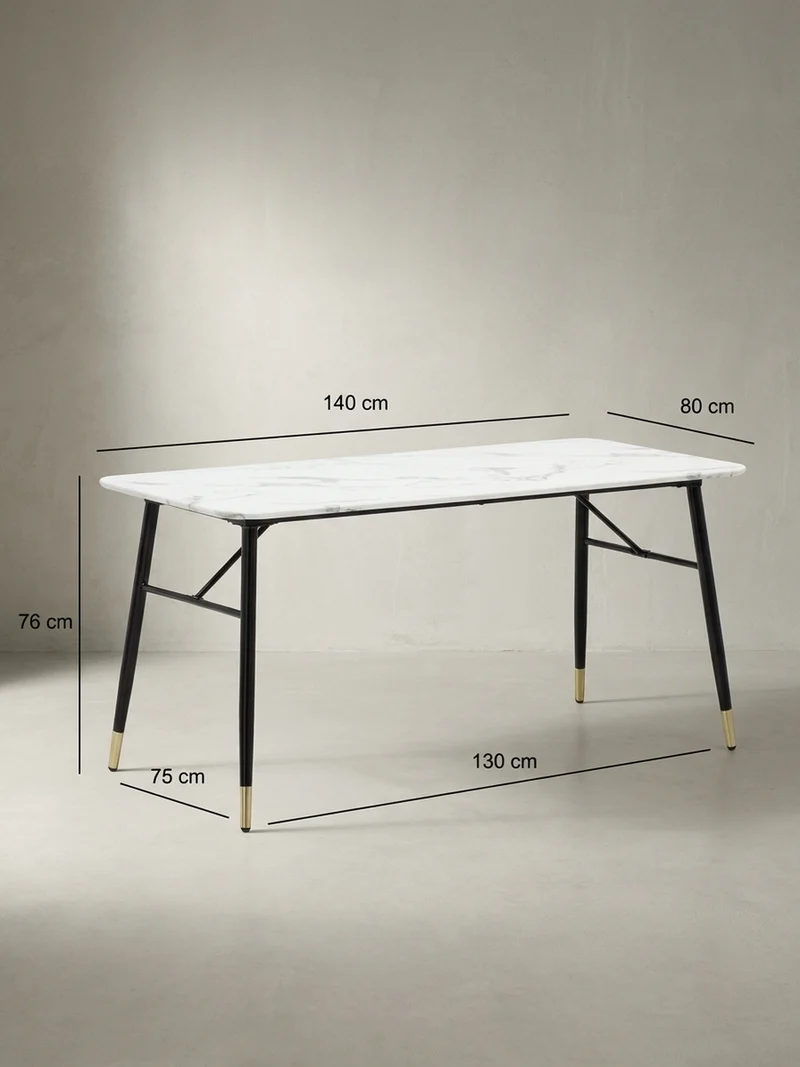Esstisch Marmoroptik Metall Rechteckig Modern Klein