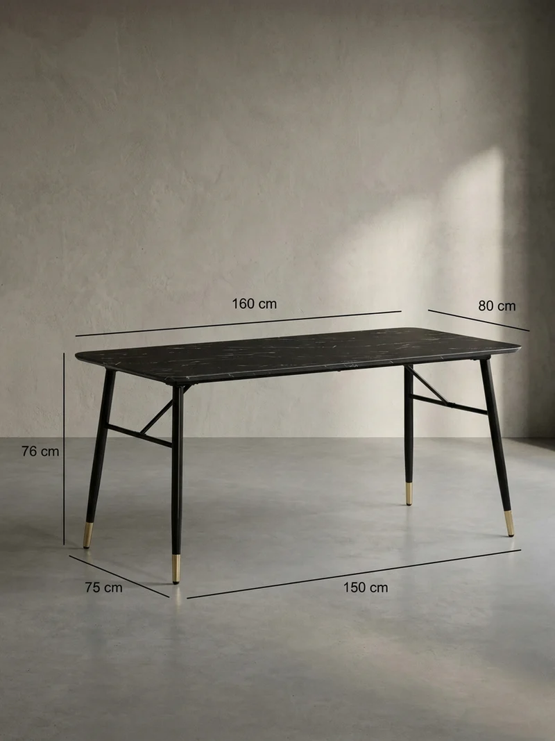 Esstisch Marmoroptik Metall Rechteckig Modern Klein