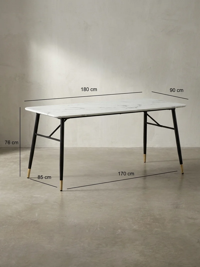 Esstisch Marmoroptik Metall Rechteckig Modern Klein