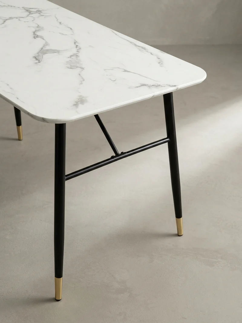 Esstisch Marmoroptik Metall Rechteckig Modern Klein