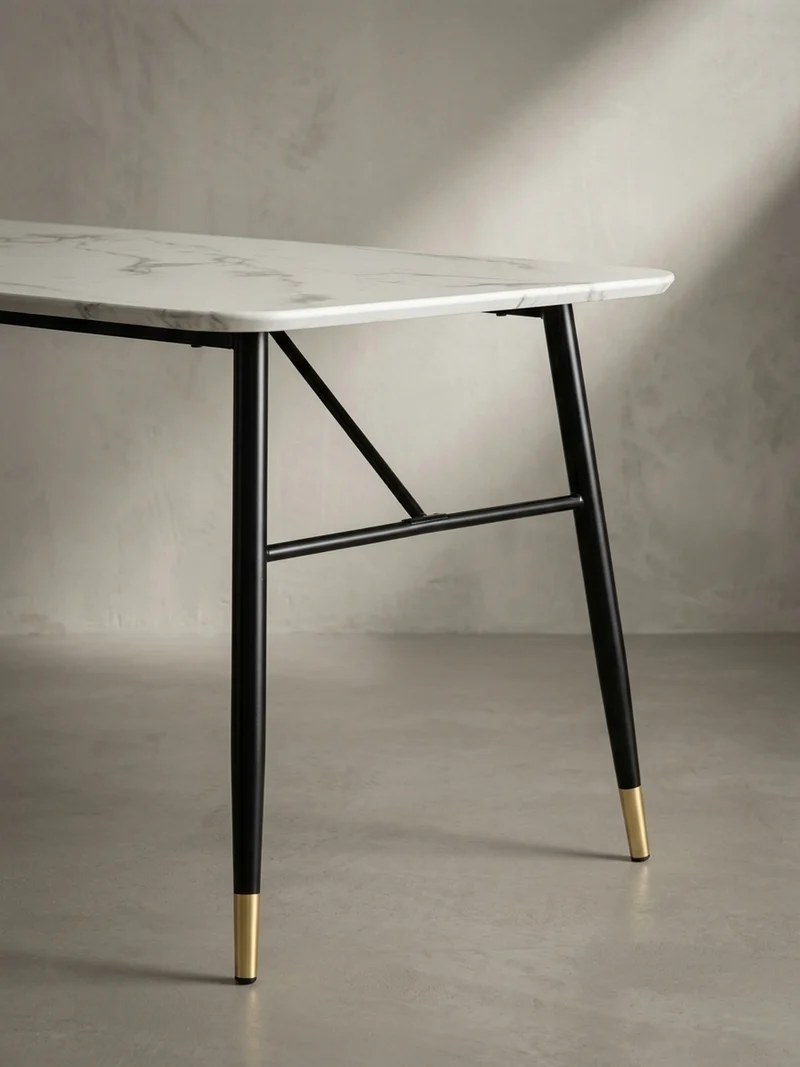 Esstisch Marmoroptik Metall Rechteckig Modern Klein
