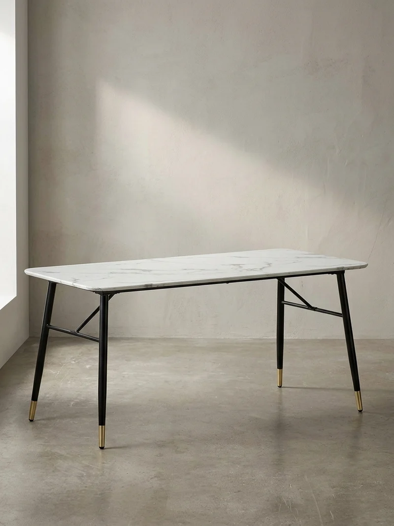 Esstisch Marmoroptik Metall Rechteckig Modern Klein