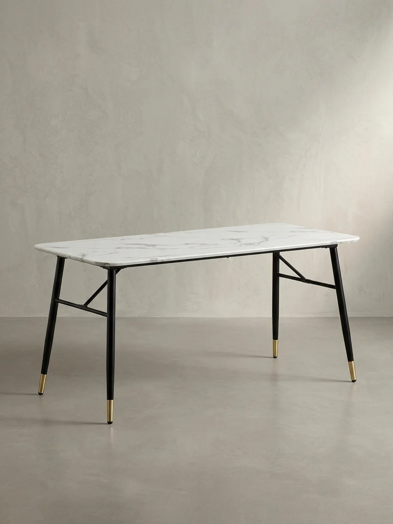Esstisch Marmoroptik Metall Rechteckig Modern Klein