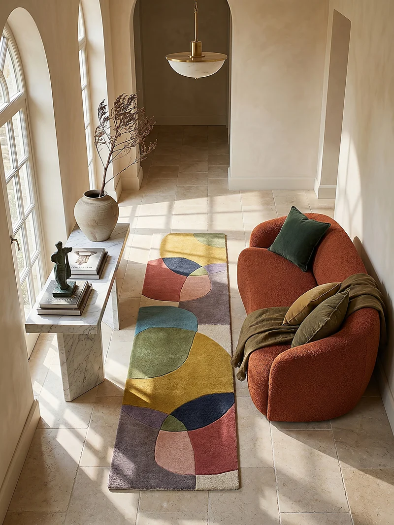 Wollteppich Abstrakt-Design · 100 % Wolle · 8 mm Kurzflor