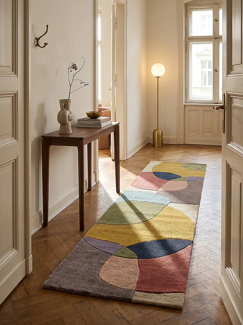 Wollteppich Abstrakt-Design · 100 % Wolle · 8 mm Kurzflor