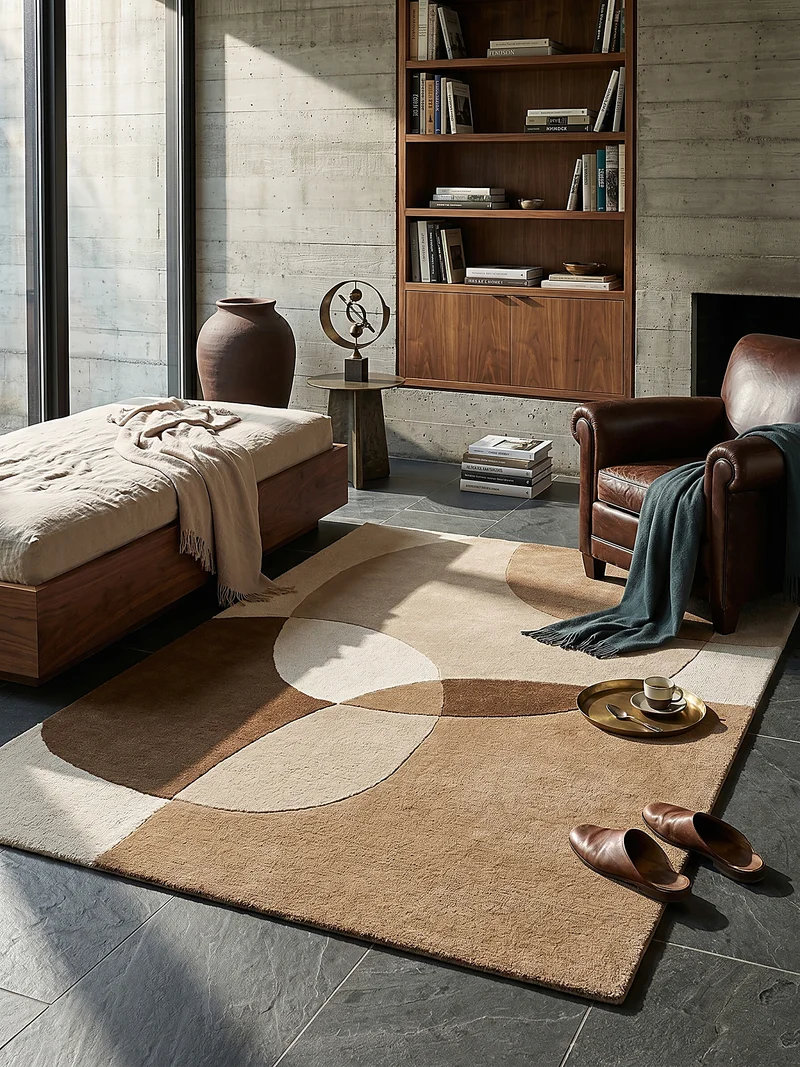Wollteppich Abstrakt-Design · 100 % Wolle · 8 mm Kurzflor