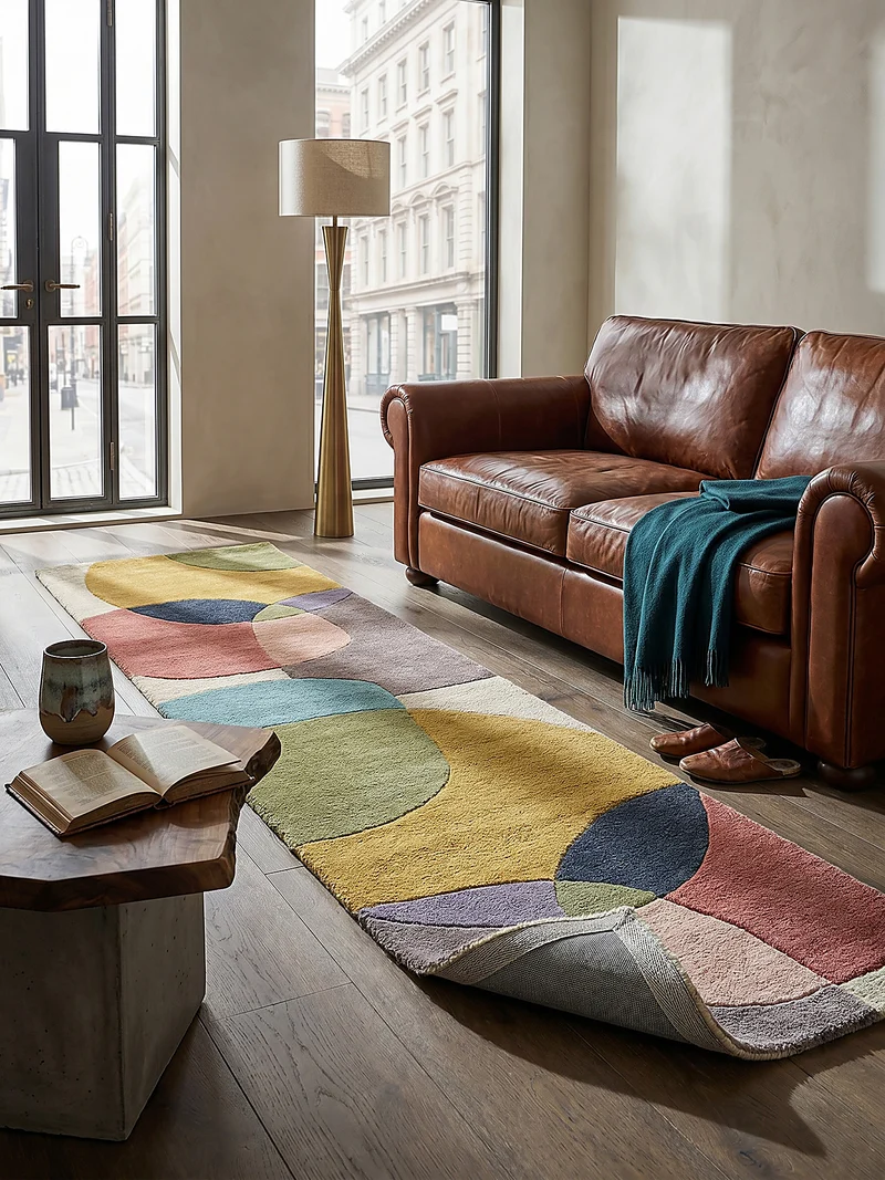 Wollteppich Abstrakt-Design · 100 % Wolle · 8 mm Kurzflor