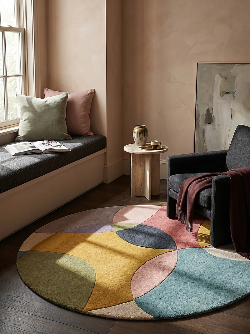 Wollteppich Abstrakt-Design · 100 % Wolle · 8 mm Kurzflor