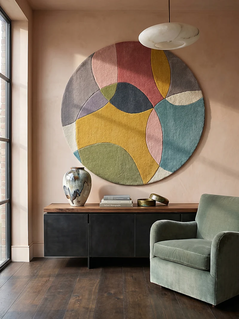Wollteppich Abstrakt-Design · 100 % Wolle · 8 mm Kurzflor