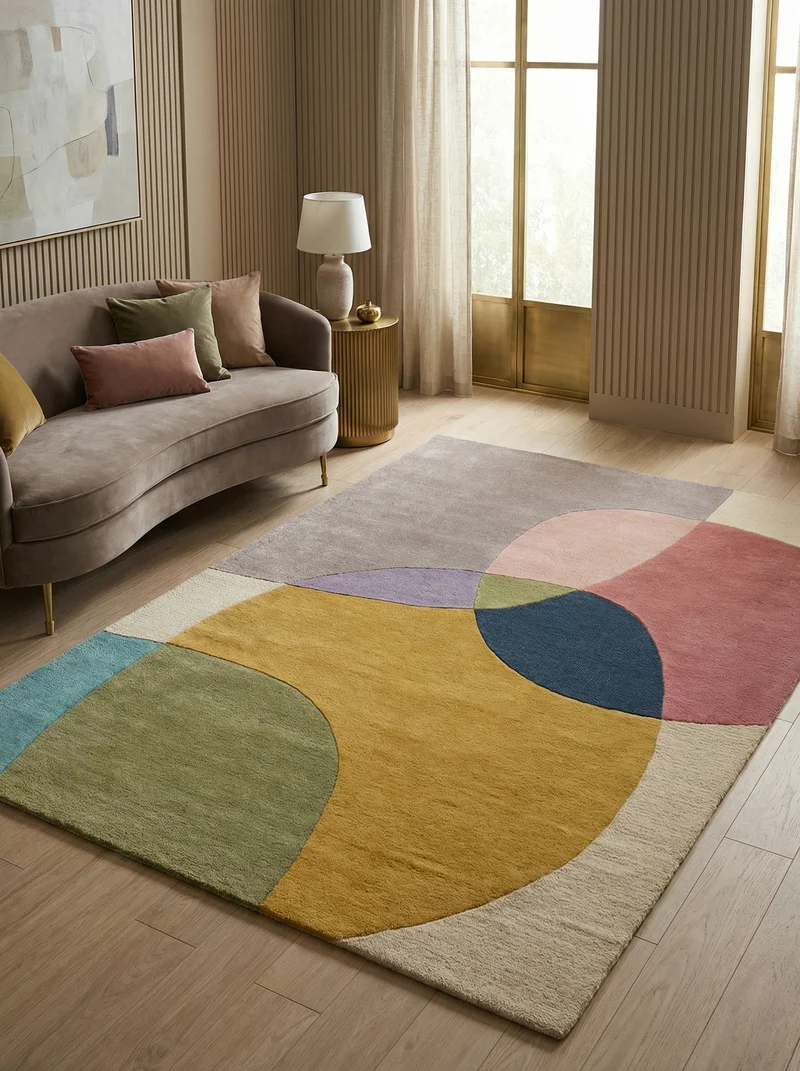 Wollteppich Abstrakt-Design · 100 % Wolle · 8 mm Kurzflor