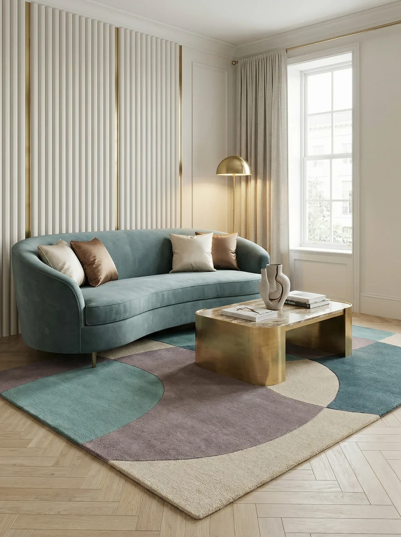 Wollteppich Abstrakt-Design · 100 % Wolle · 8 mm Kurzflor
