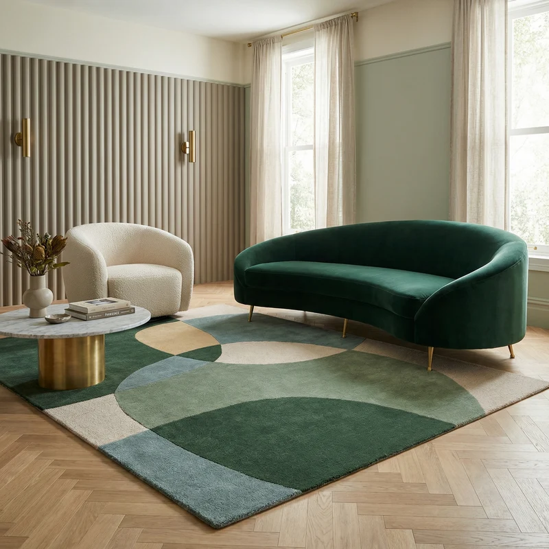 Wollteppich Abstrakt-Design · 100 % Wolle · 8 mm Kurzflor