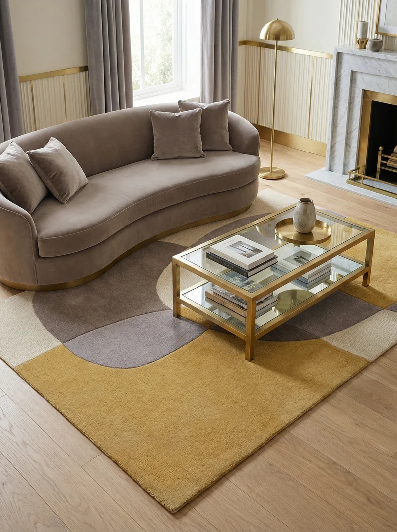 Wollteppich Abstrakt-Design · 100 % Wolle · 8 mm Kurzflor