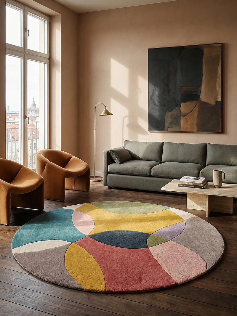 Wollteppich Abstrakt-Design · 100 % Wolle · 8 mm Kurzflor