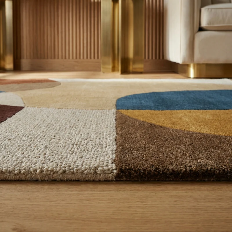 Wollteppich Abstrakt-Design · 100 % Wolle · 8 mm Kurzflor