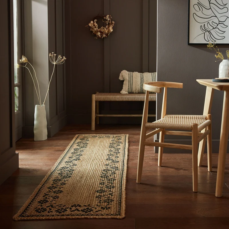 Teppich Jute Floral-Design, handgefertigt MARK