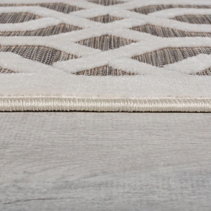 Outdoor-Teppich Geometrisch-Design, wetterbeständig, naturfarben ADAM