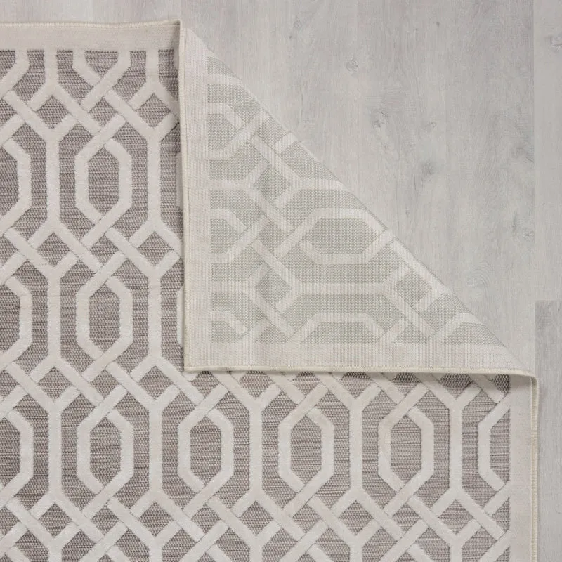 Outdoor-Teppich Geometrisch-Design, wetterbeständig, naturfarben ADAM