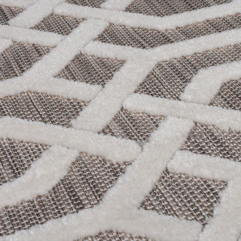 Outdoor-Teppich Geometrisch-Design, wetterbeständig, naturfarben ADAM