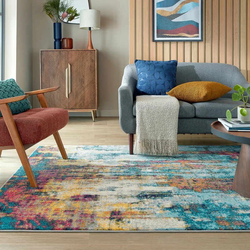 Teppich Abstrakt-Design, handgewebt, bunt ABSTRACTION