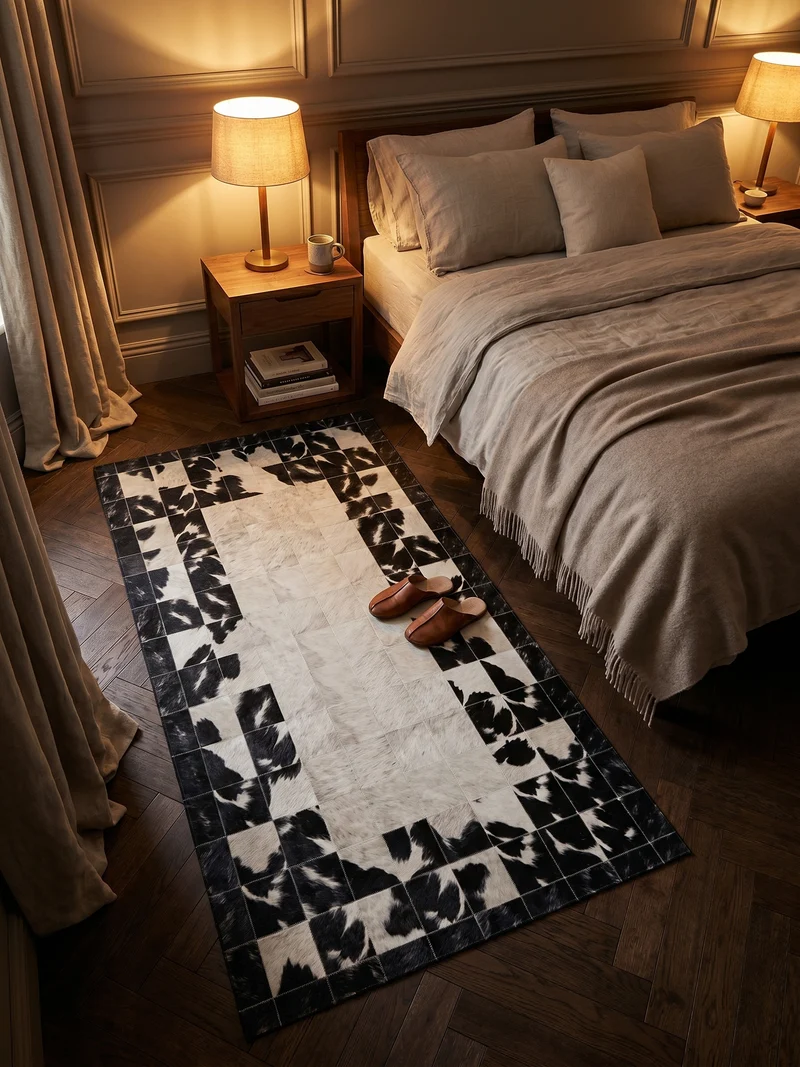 Flachgewebe-Teppich Patchwork-Bordüre – Waschbar mit Rahmen-Design