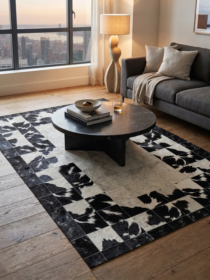Flachgewebe-Teppich Patchwork-Bordüre – Waschbar mit Rahmen-Design