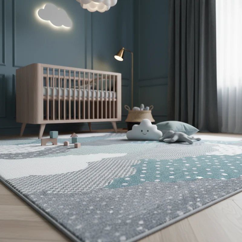 Kinderteppich Wolken-Motiv – Waschbar & Strapazierfähig für Kinderzimmer