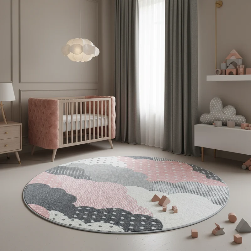 Kinderteppich Wolken-Motiv – Waschbar & Strapazierfähig für Kinderzimmer