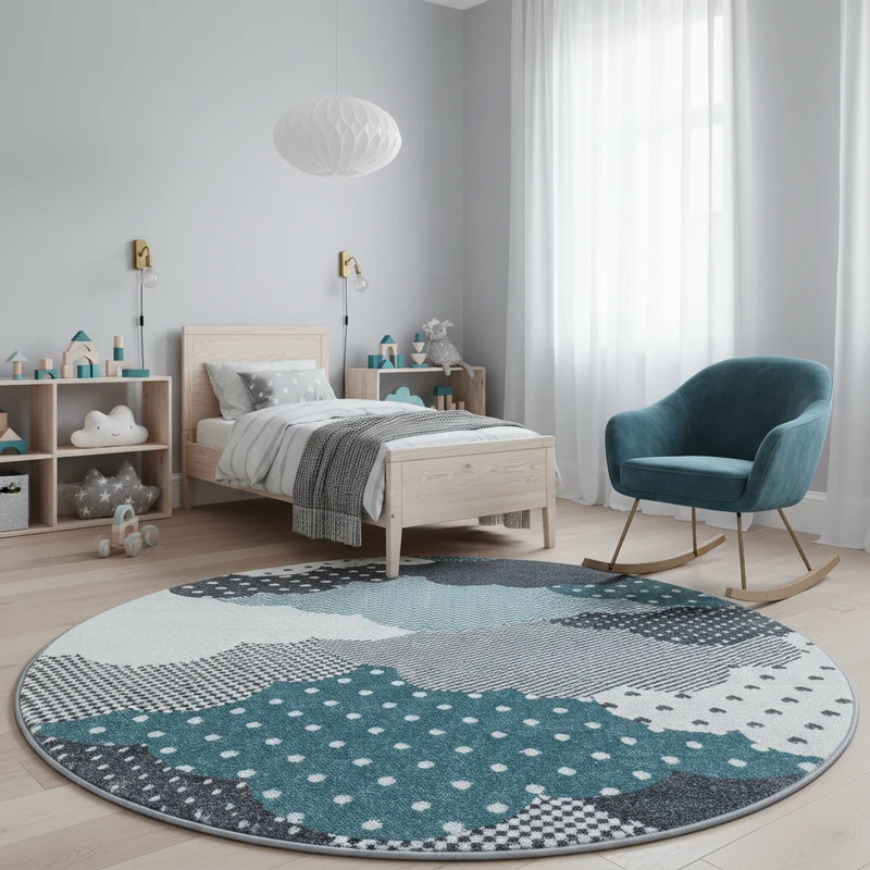 Kinderteppich Wolken-Motiv – Waschbar & Strapazierfähig für Kinderzimmer