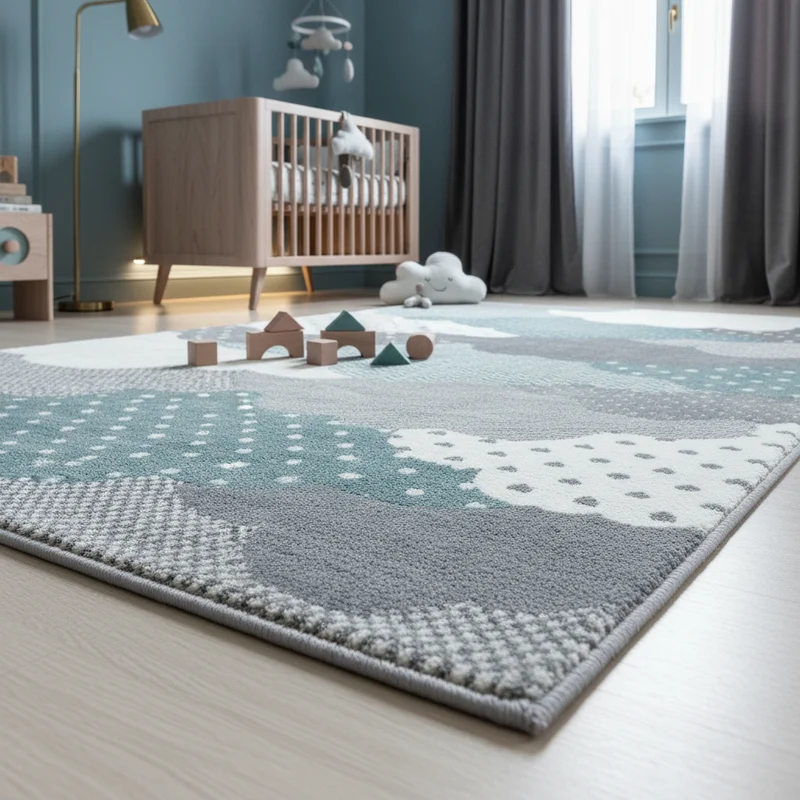 Kinderteppich Wolken-Motiv – Waschbar & Strapazierfähig für Kinderzimmer