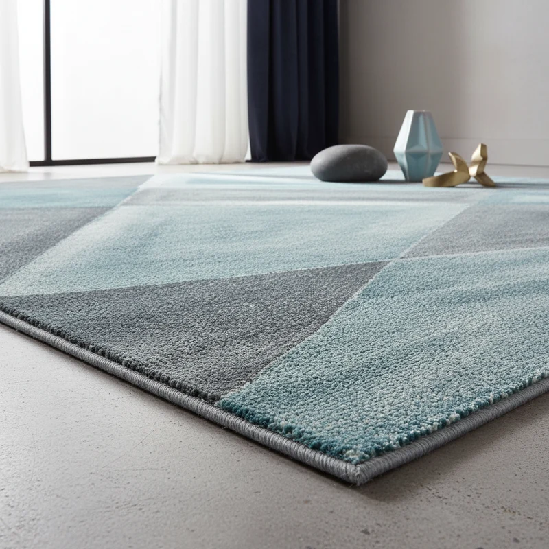Kurzflor-Teppich Facetten-Muster – Waschbar | Geometrisches Prisma-Design | Saugroboter-geeignet