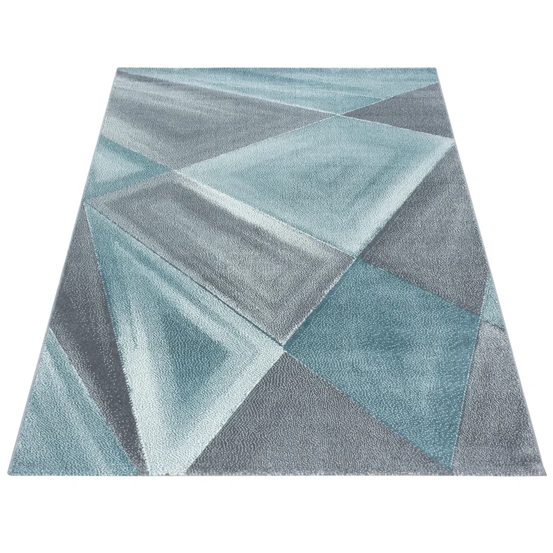 Kurzflor-Teppich Facetten-Muster – Waschbar | Geometrisches Prisma-Design | Saugroboter-geeignet