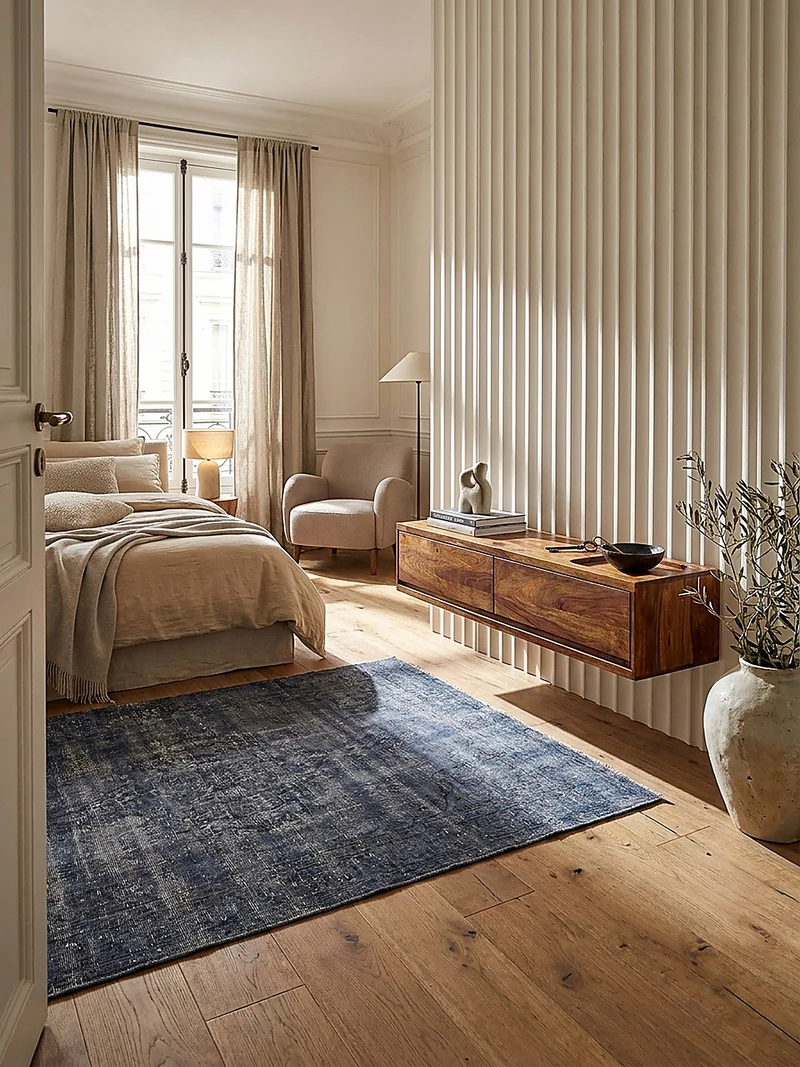 Lowboard Hängend Massivholz Modern Stil mit 2 Schubladen