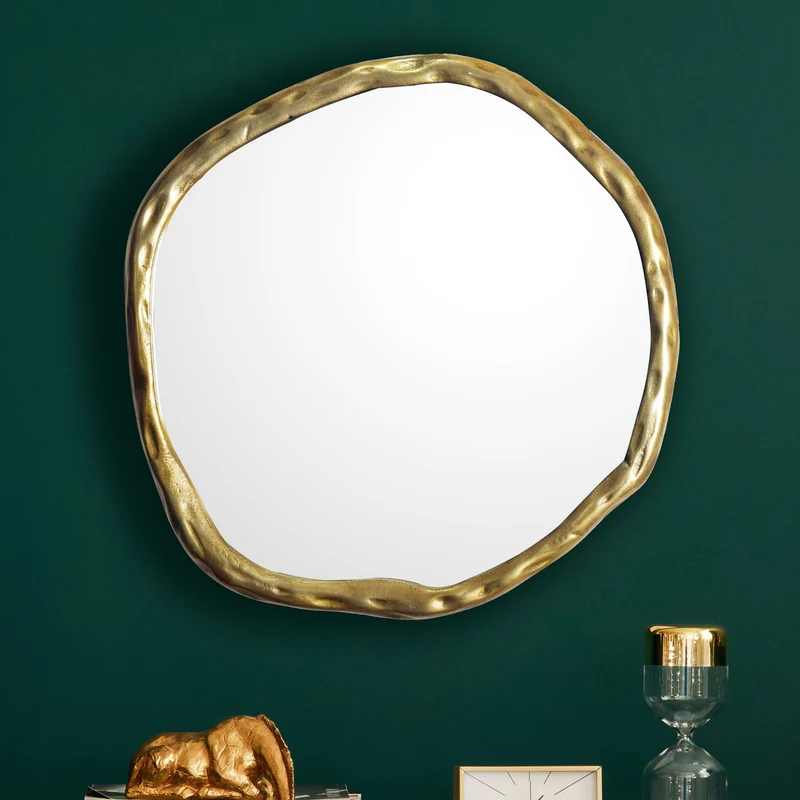 Wandspiegel Asymmetrisch Metall Gold 60x60 cm Modern