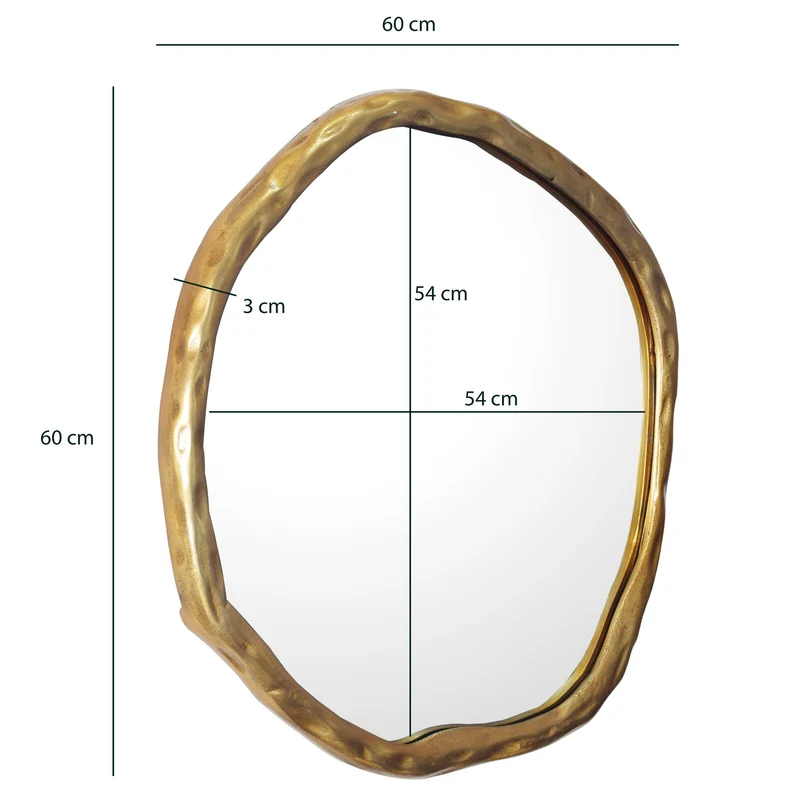 Wandspiegel Asymmetrisch Metall Gold 60x60 cm Modern