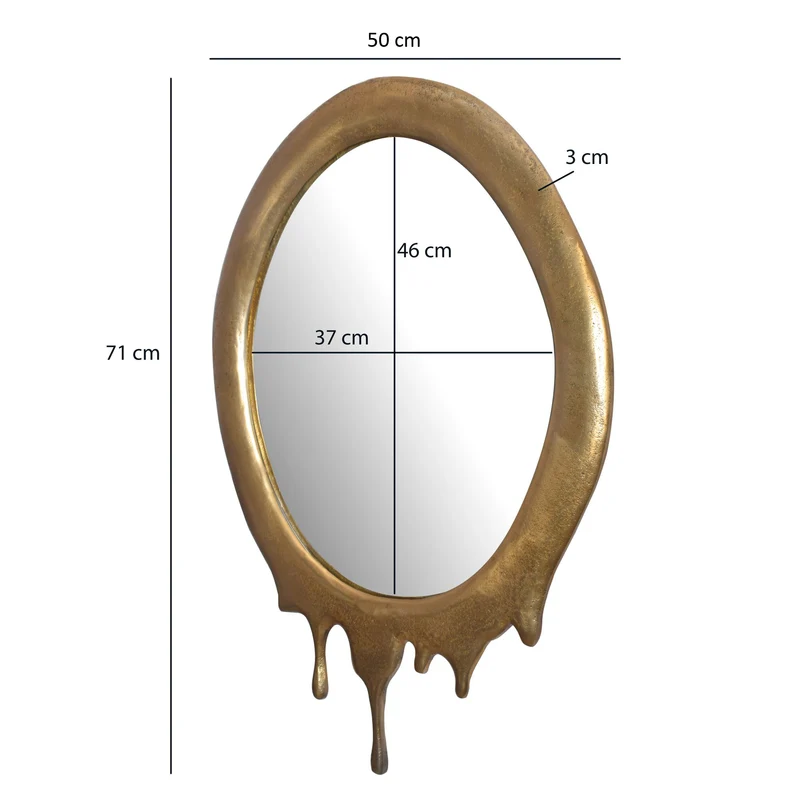 Wandspiegel Oval Metall Gold 50x71 cm Modern