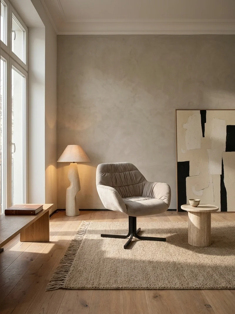 Loungesessel Samt mit Armlehnen und Metallgestell, gepolsterter Schalensitz, Beige 64x68x74 cm