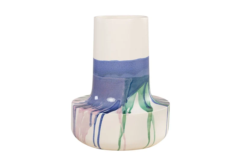 Casa Padrino Luxus Vase Ø 37,5 x H. 47,5 cm - Große Steingut Vase im frei gestalteten Freestyle Finish - Luxus Deko Accessoires