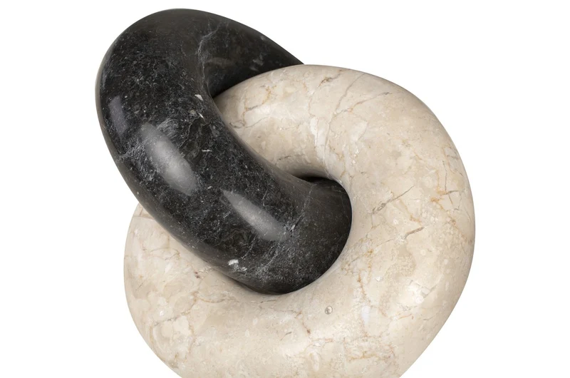 Casa Padrino Luxus Deko Objekt 21 x 17 x H. 11 cm - Ketten Objekt aus Onyx und schwarzem Marmor - Luxus Deko Accessoires