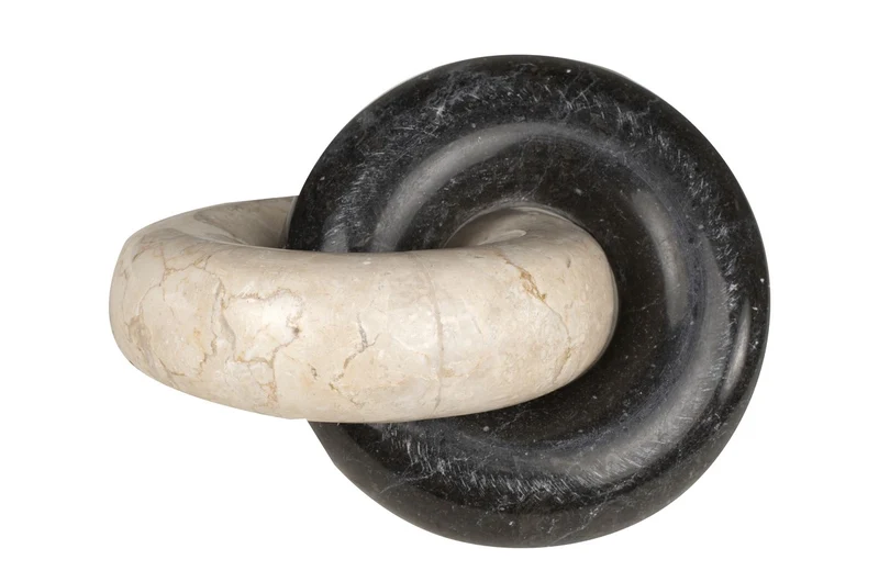 Casa Padrino Luxus Deko Objekt 21 x 17 x H. 11 cm - Ketten Objekt aus Onyx und schwarzem Marmor - Luxus Deko Accessoires