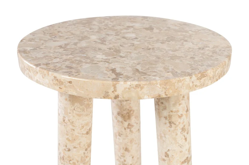 Casa Padrino Luxus Marmor Beistelltisch Cremefarben Ø 42 x H. 54 cm - Runder Beistelltisch mit Dreibein Fuß aus hochwertigem Creme Marmor - Luxus Möbel