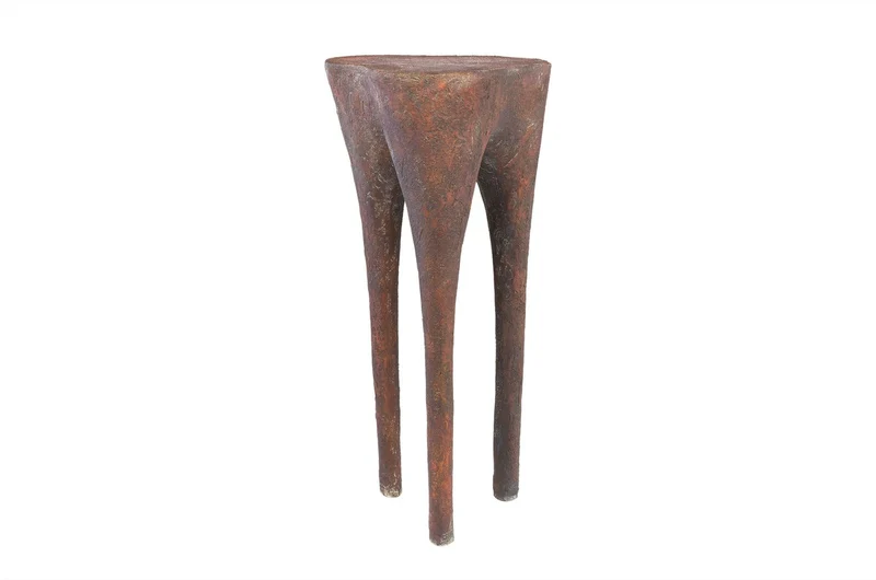 Casa Padrino Luxus Beistelltisch Kupferfarben 40 x 39 x H. 80 cm - Hoher skulpturaler Design Tisch in Alt-Kupfer Optik - Luxus Möbel