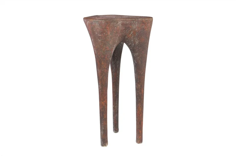 Casa Padrino Luxus Beistelltisch Kupferfarben 40 x 39 x H. 80 cm - Hoher skulpturaler Design Tisch in Alt-Kupfer Optik - Luxus Möbel