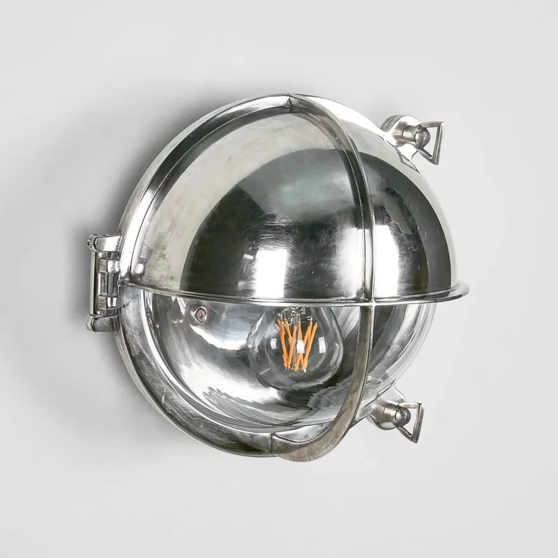 Casa Padrino Jugendstil Schiffslampe 22 x 17 x H. 22 cm - Silber - Nostalgische Wetterfeste Außenleuchte