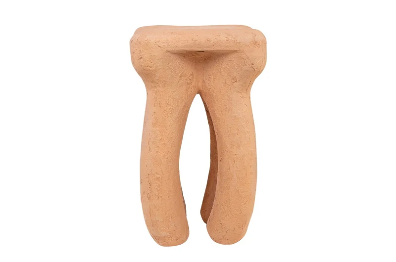 Casa Padrino Luxus Beistelltisch / Hocker Terrakotta 38 x 38 x H. 50 cm - Organisch geformter Beistelltisch aus Fiberglas, auch als Sitzhocker nutzbar - Luxus Möbel