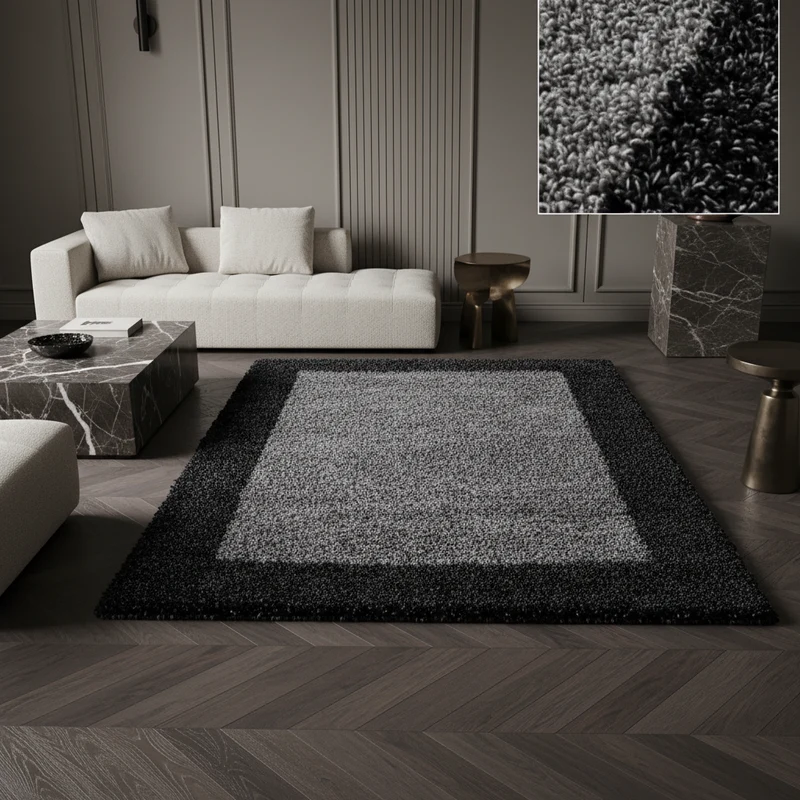 Shaggy Hochflor-Teppich Bordüre – Waschbar & Flauschig | 3,00 cm Florhöhe für Barfußkomfort