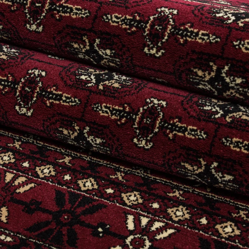 Kurzflor-Teppich Bukhara-Muster – Waschbar | Traditioneller Allover-Rapport | Dicht Gewebt in Premiumqualität